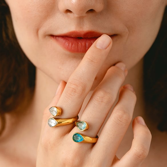 Light Luxury Water Drop Shape Stainless Steel Women's Ring