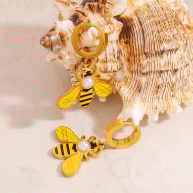 Pendientes geométricos de acero inoxidable color dorado para mujer h5 Imagen3