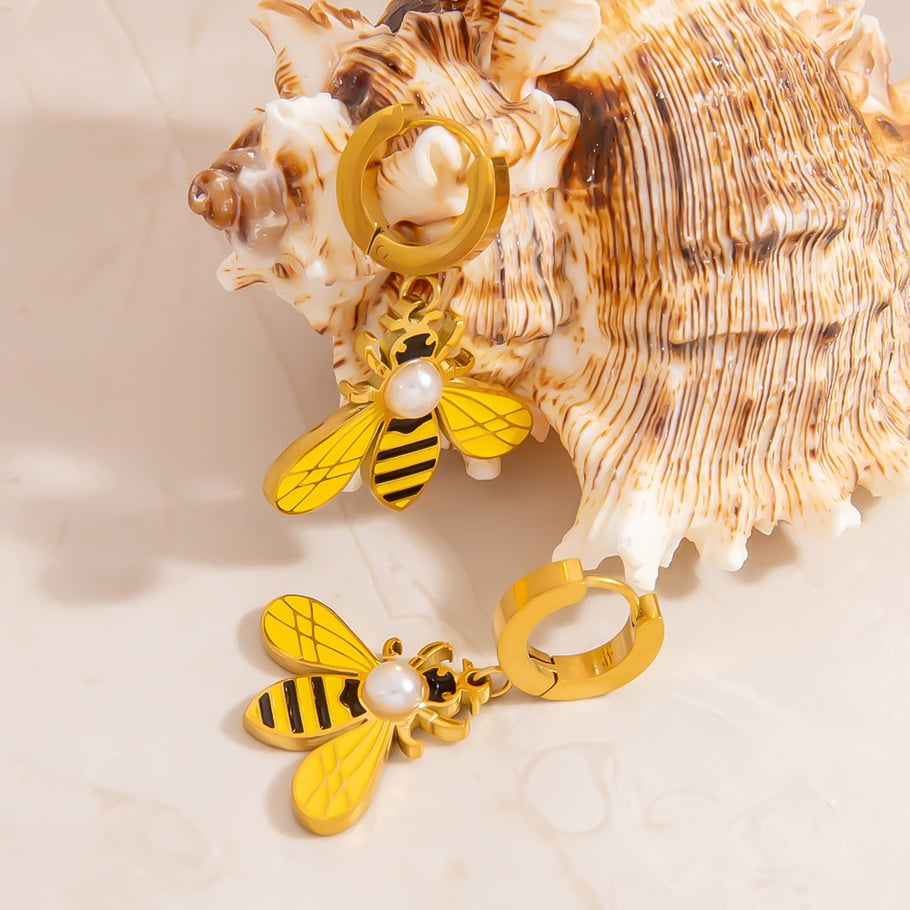 Pendientes geométricos de acero inoxidable color dorado para mujer Imagen3