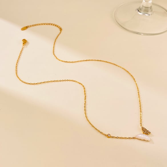 1 Piece Designable Butterfly Stainless Steel Gold Color Women's Pendant Necklaces 2