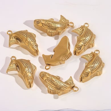 1 Stück DIY Fisch Edelstahl Damen Anhänger h5 Bild3