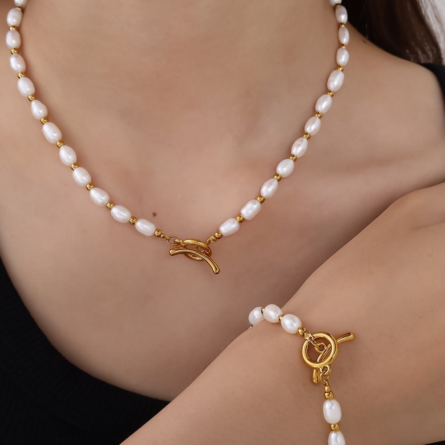 1 Piece Gold Color Pearl Beaded Necklace Picture4