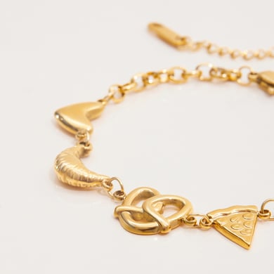 1 Stück Charm-Armbänder aus Edelstahl in Lebensmittelform in Goldfarbe für Damen h5 Bild5
