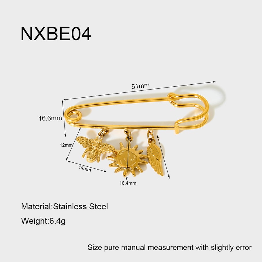 1 Pair Luxurious Series Daily Flower Stainless Steel   Gold Color  Brooches 