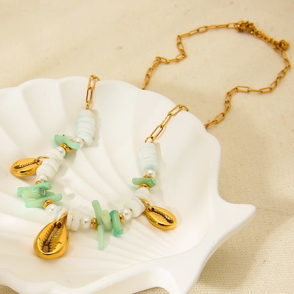 1 Piece Shell Stainless Steel Gold Color Pendant Necklace 2