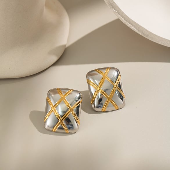 1 Pair Stainless Steel Mixed Color Stud Earrings 2