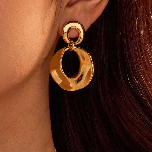 Elegante geometrische Edelstahl Gold Farbe Damen Ohrringe 2