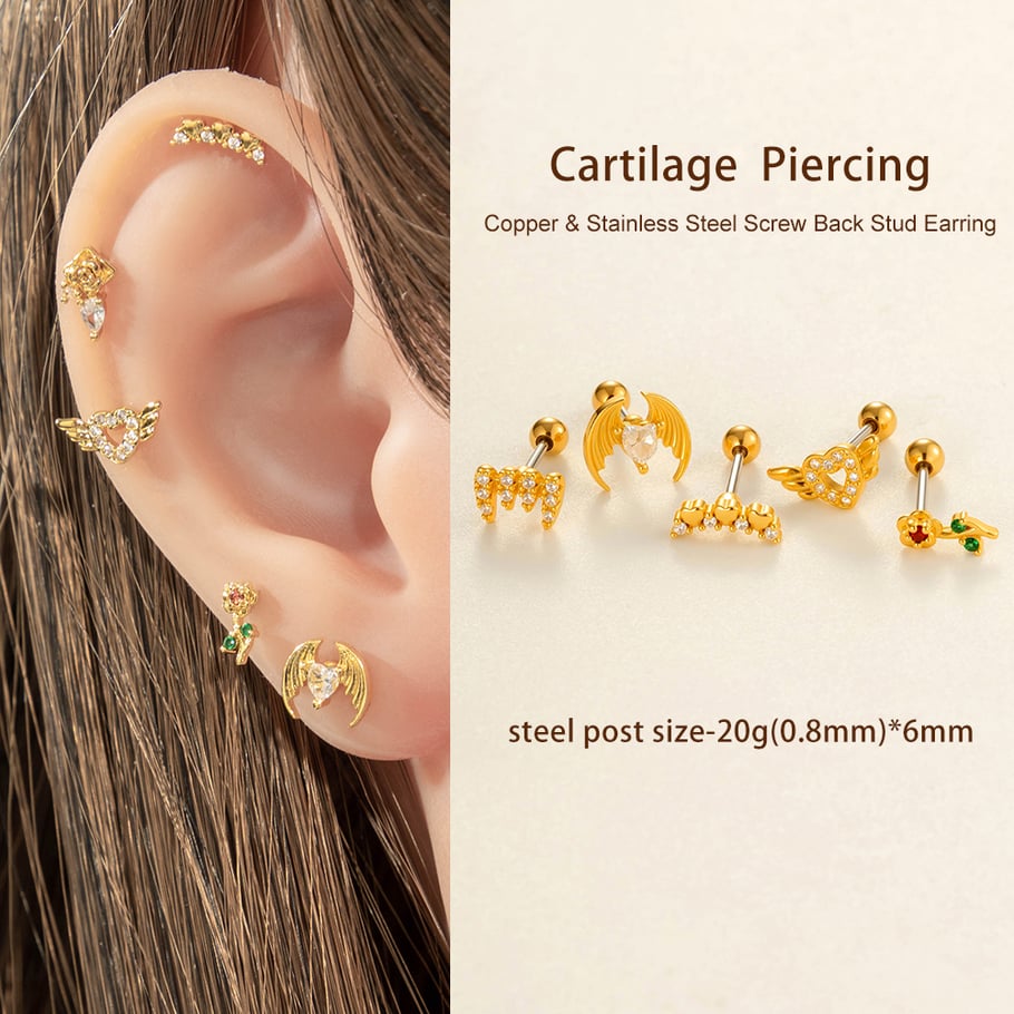 1 Stück gestaltbare Swing Kupfer Gold Farbe Zirkon Damen Piercings Ohrringe Bild5
