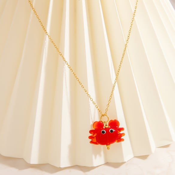 Turtle Stainless Steel Gold Color Glass Women's Pendant Necklaces