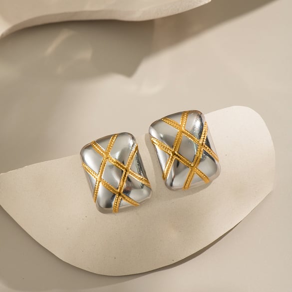 1 Pair Stainless Steel Mixed Color Stud Earrings