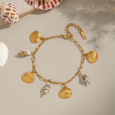 1 Piece Oceanic Shelll Stainless Steel Gold Color Charm Bracelet h5 Picture4