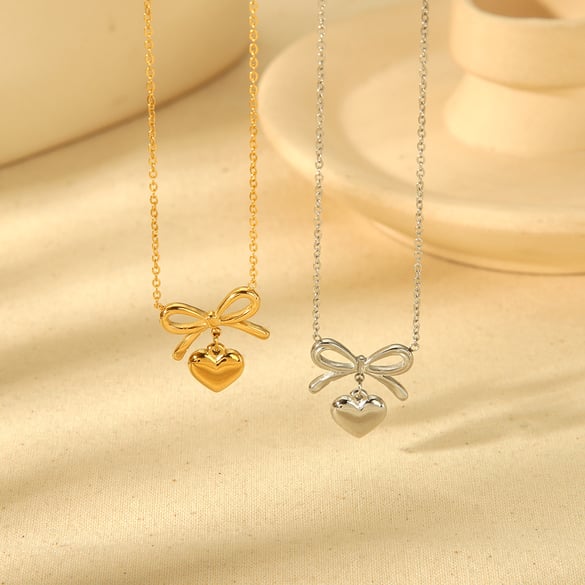 Sweet Heart Stainless Steel  Gold Color  Women's Pendant Necklaces 2
