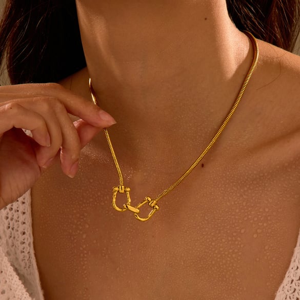 Geometric Stainless Steel Gold Color Women's Pendant Necklaces