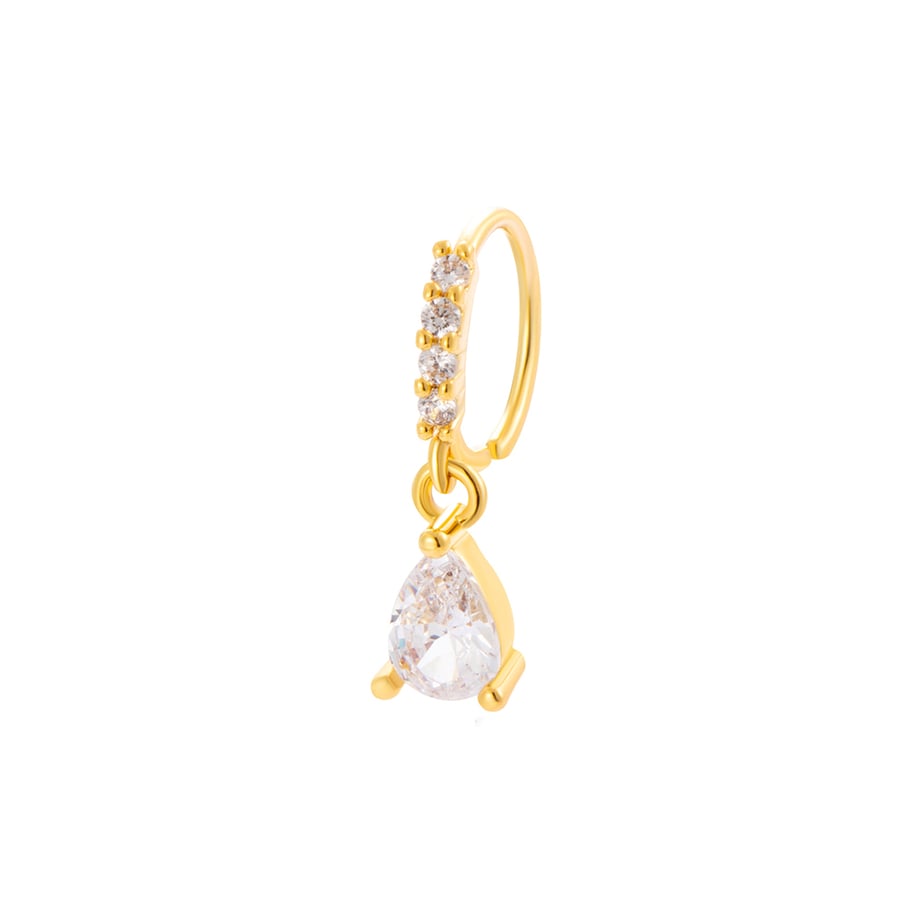 1 Piece Copper Gold Color Zircon  Nose Stud 