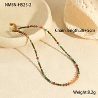 NMSN-H525-2 Orangefarbene Perlenkette Bild2