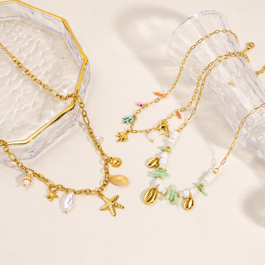 1 par de collares colgantes de acero inoxidable con forma de tortuga, serie romántica, para mujer. Imagen2