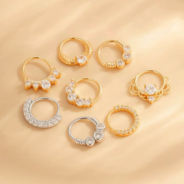 1 Piece Modern Copper Gold Color Zircon Women's Nose Stud 2