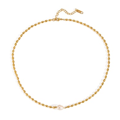 1 Piece Stainless Steel Gold Color Beaded Necklace h5 Picture5