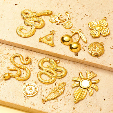 1 pieza de colgantes de serpiente de acero inoxidable color dorado para mujer, serie clásica DIY h5 Imagen4