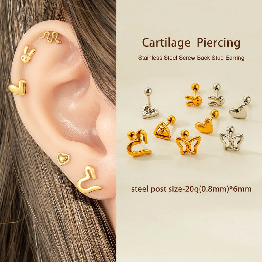 1 Stück Edelstahl Goldfarben Piercings Ohrring Bild4