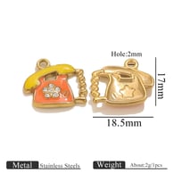 Gouden oliedruppelhanger - oranje + gele telefoon Afbeelding5