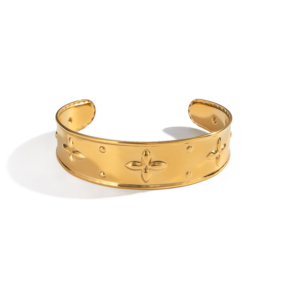 1 Piece Flower Stainless Steel Gold Color Cuff Bracelet Picture5