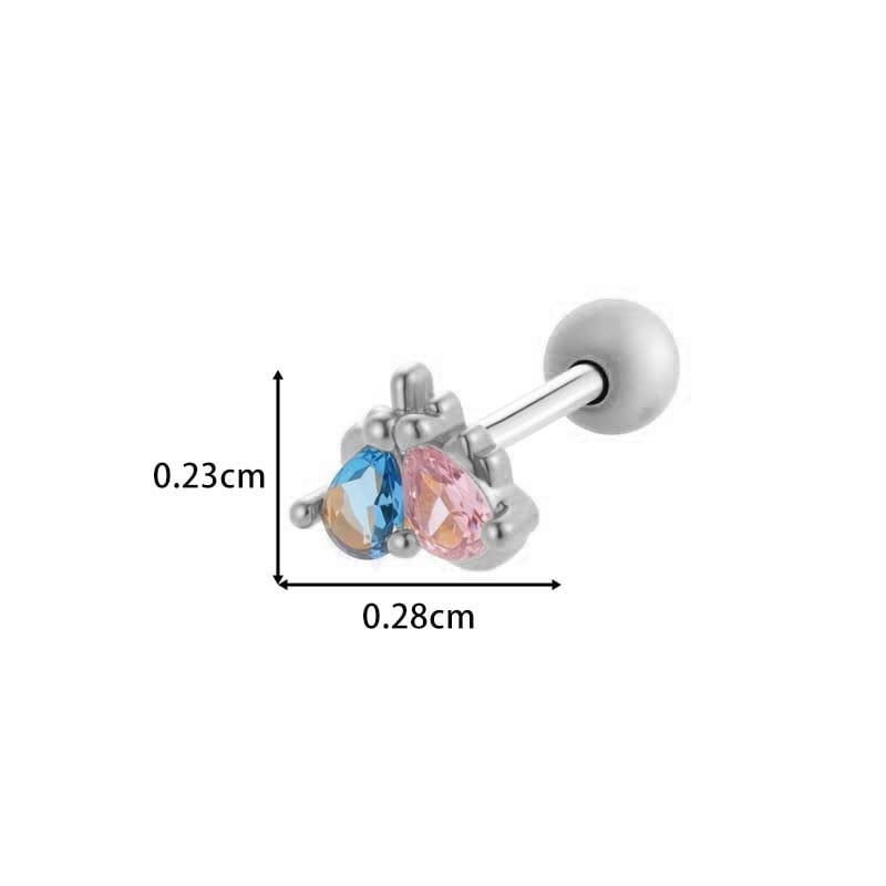 1 Piece Polychrome Heart Copper Gold Color Zircon Women's Piercings Earrings Picture2