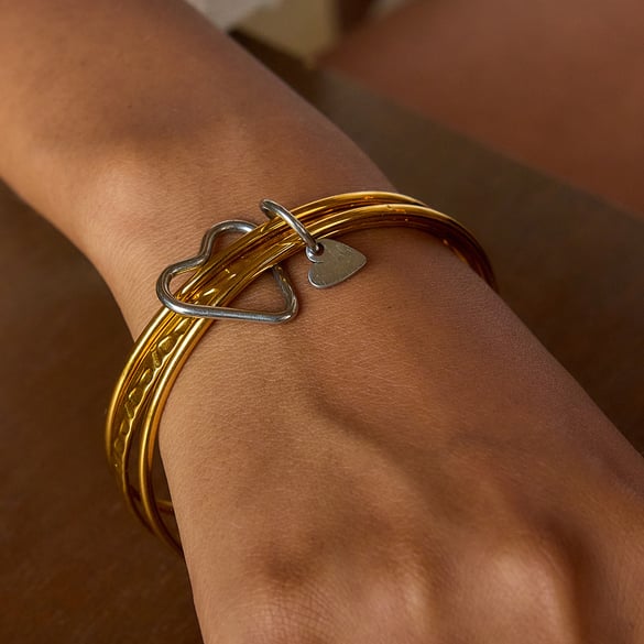 1 Piece Classic Gold&Silver Color Stainless Steel Gold Color Women's Bangles