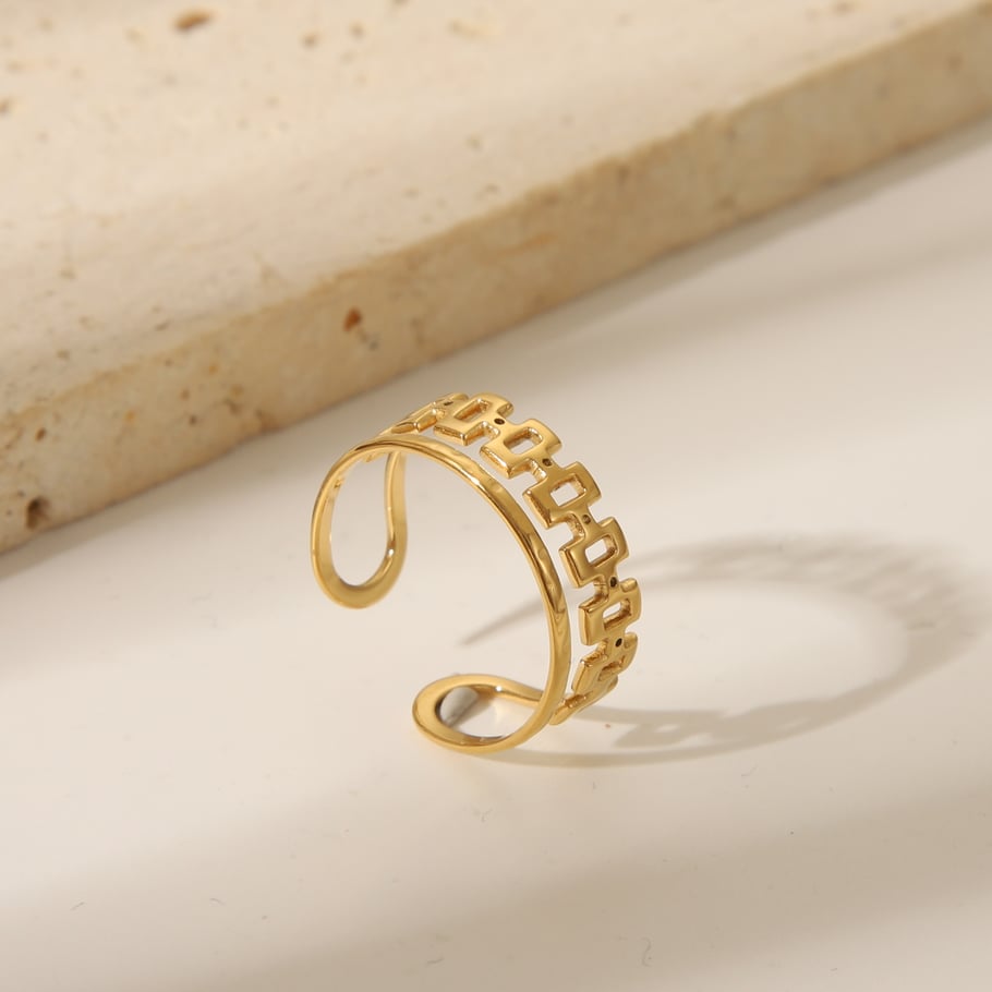 Bague minimaliste en acier inoxydable couleur or 1 pièce Image4