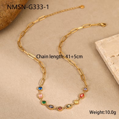 Luxuriöse Serie Tägliche geometrische Edelstahl Gold Farbe Damen Kette Halsketten h5 
