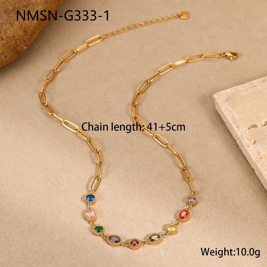 Luxuriöse Serie Tägliche geometrische Edelstahl Gold Farbe Damen Kette Halsketten 