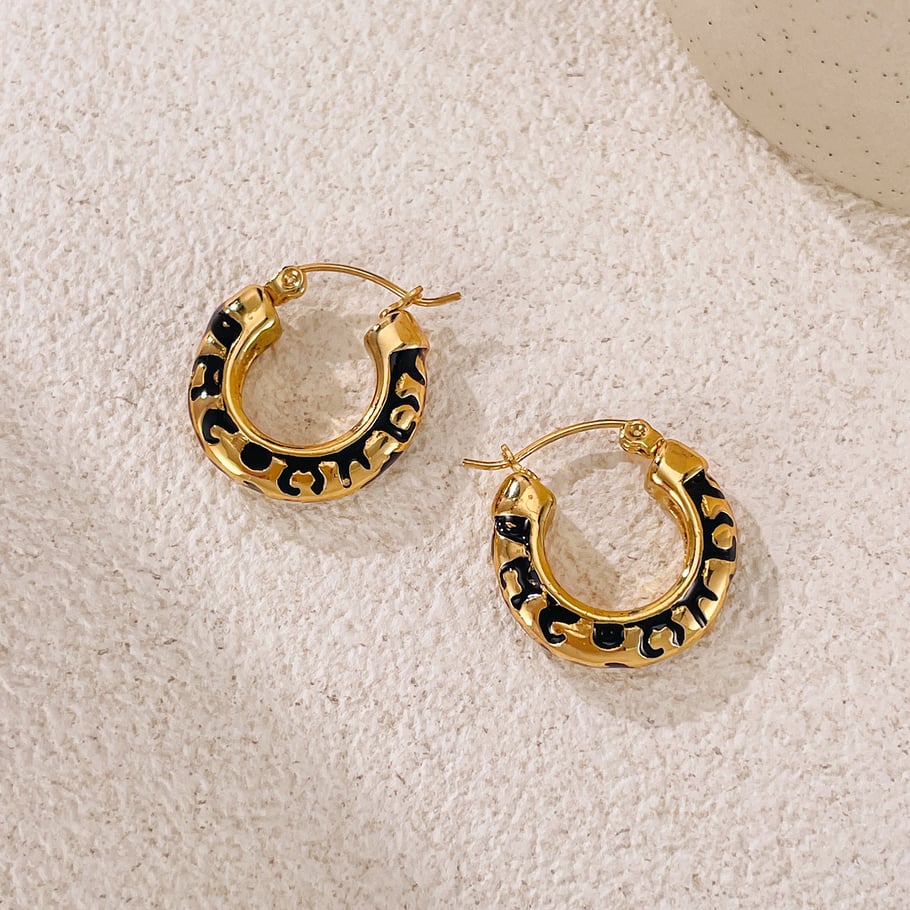1 par de pendientes de botón de acero inoxidable dorados con diseño geométrico retro de serie simple para mujer Imagen4