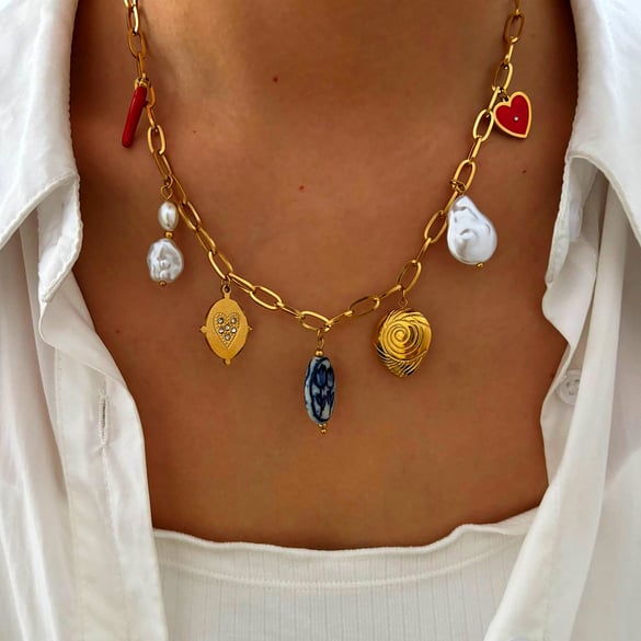 1 Piece Stainless Steel Gold Color Pendant Necklace 2