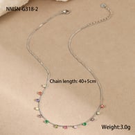 NMSN-G318-2 Halskette mit runden farbigen Diamantperlen aus Stahl Bild7