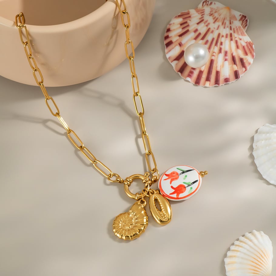 1 Piece Romantic Flower Stainless Steel  Gold Color Pendant Necklace Picture2