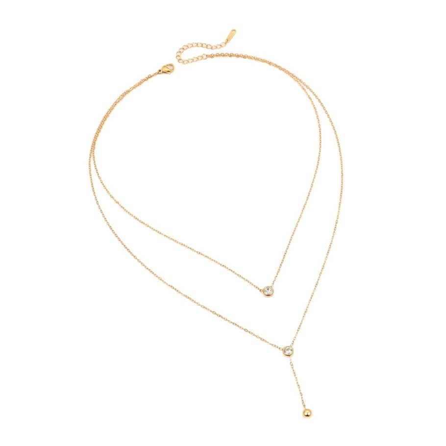 Collares en capas de acero inoxidable color dorado para mujer con cadena diaria Imagen5