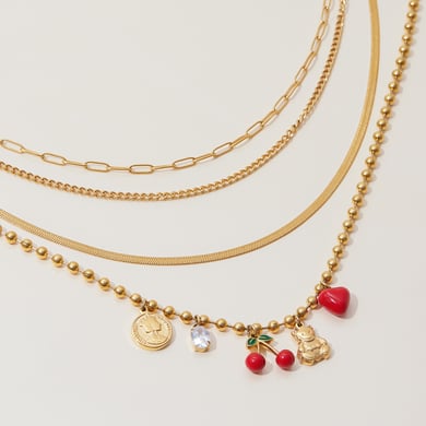 1 Piece Natural Cherry Stainless Steel Gold Color Women's Pendant Necklaces h5 Picture5