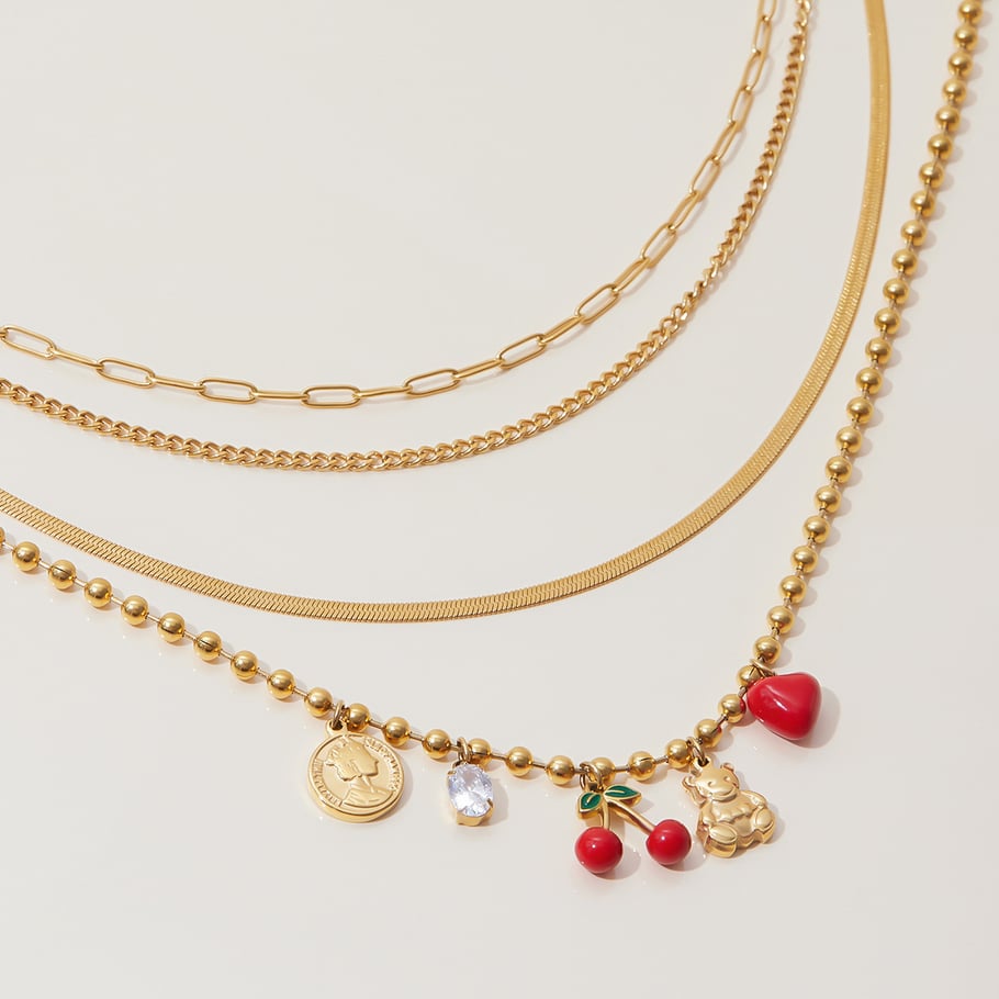 1 Piece Natural Cherry Stainless Steel Gold Color Women's Pendant Necklaces Picture5