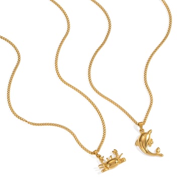 Collana con ciondolo a forma di granchio in acciaio inossidabile color oro, 1 pezzo h5 Immagine5