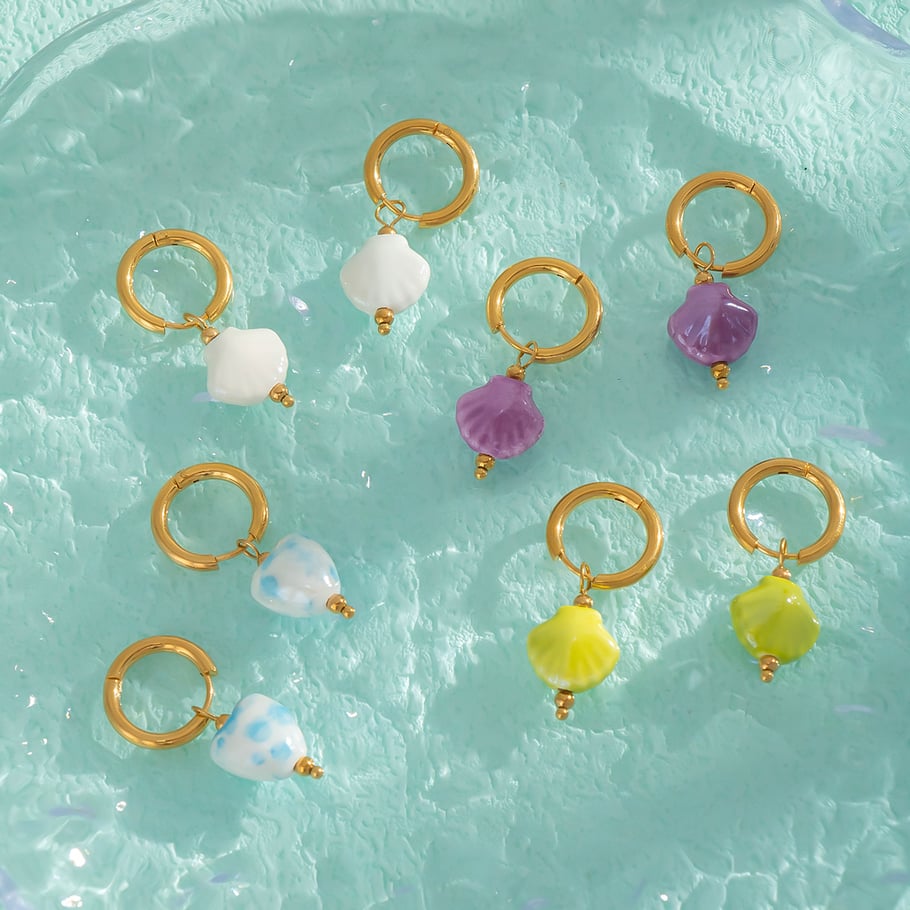 1 paire de boucles d&#39;oreilles pendantes en acier inoxydable en forme de poisson mignon Image4