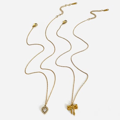Collana con ciondolo a forma di cuore in acciaio inossidabile color oro, 1 pezzo h5 Immagine6
