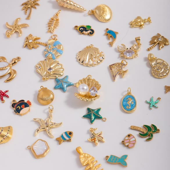 1 Stück Oceanic Edelstahl Goldfarben Anhänger 2