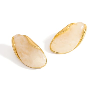 1 paio di orecchini a bottone in acciaio inossidabile color oro con fiore romantico h5 