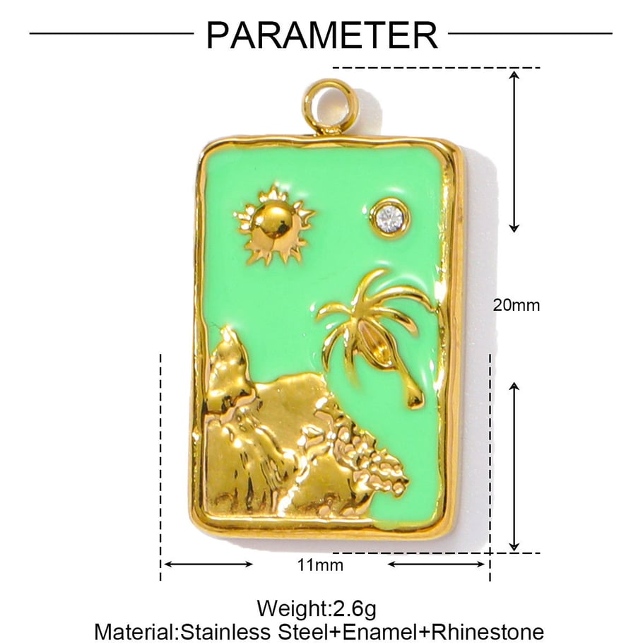 1 colgante de acero inoxidable dorado con forma de palma de coco para mujer. Imagen2