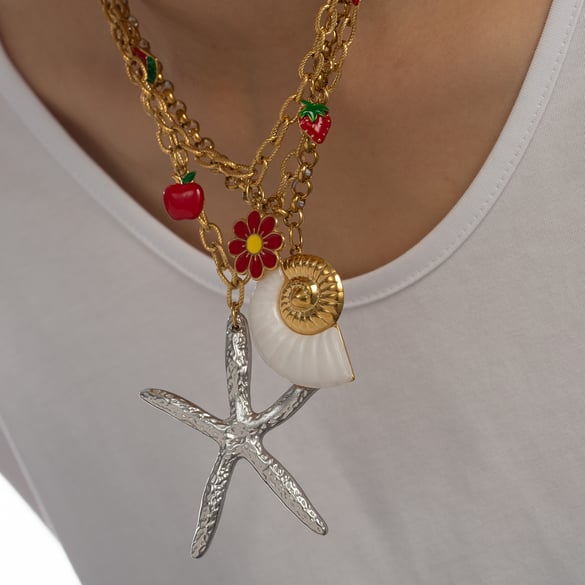 1 Piece Oceanic Series Daily Starfish Stainless Steel Women's Pendant Necklaces