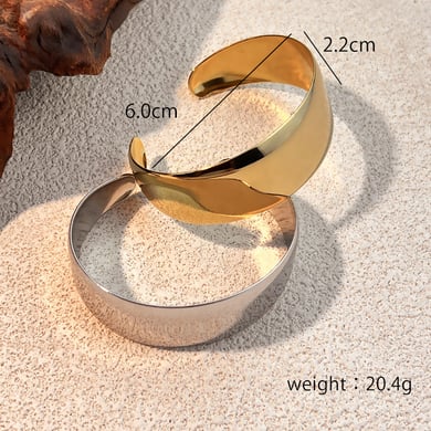 Bracelet manchette simple en acier inoxydable couleur or, 1 pièce h5 Image4