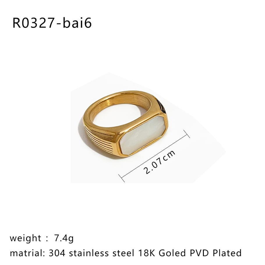 1 Stück Muschelring aus Edelstahl in Goldfarbe 