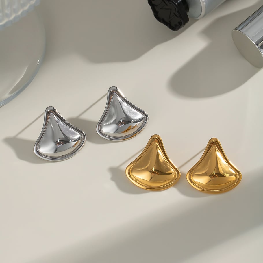 1 Pair Stainless Steel Gold Color Stud Earrings h5Picture2