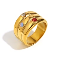 Bague en or avec zircons à trois couches/numéro 6 