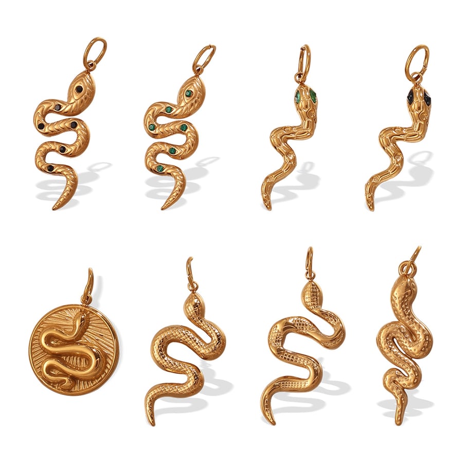 Ciondolo a forma di serpente in acciaio inossidabile color oro, 1 pezzo Immagine4